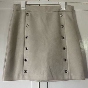 Ann Taylor factory cream faux suede a line skirt